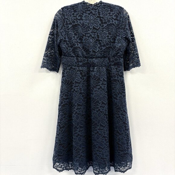 Kiyonna Plus Scalloped Boudoir Lace Sheath Dress Navy Blue 1X 14-16 - Picture 3 of 13